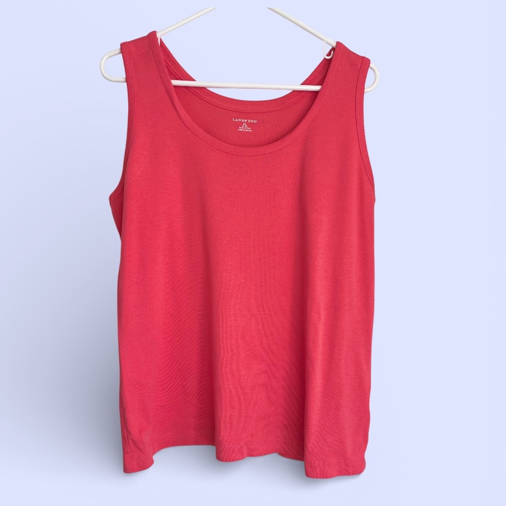 Lands' End Coral All-Cotton Tank Top XL